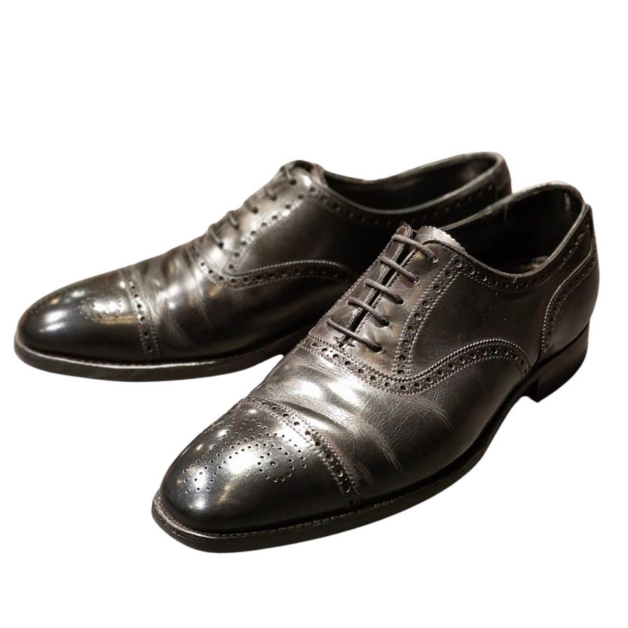 クロケット&ジョーンズ レザーシューズ セミブローグ ウェルベック ダイナイトソール ブラック メンズ サイズ6D Crockett&Jones WELBECK ビジネスシューズ 約24.5cm【LA】【中古】