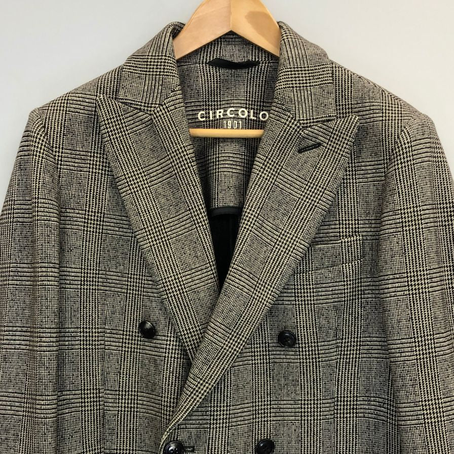 美品◆チルコロ テーラードジャケット 1901 ダブル グレンチェック グレー系 メンズ サイズ 46 CIRCOLO 1901 【AFB30】