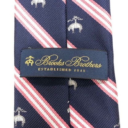 ブルックスブラザーズ ネクタイ ストライプ ロゴ メンズ ネイビー  Brooks Brothers【AFI20】