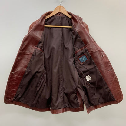 中古◆シーブリュームス レザージャケット ハーフコート 3B シングル 牛皮 サイズ38 レッド系 C.brumes 【AFG1】