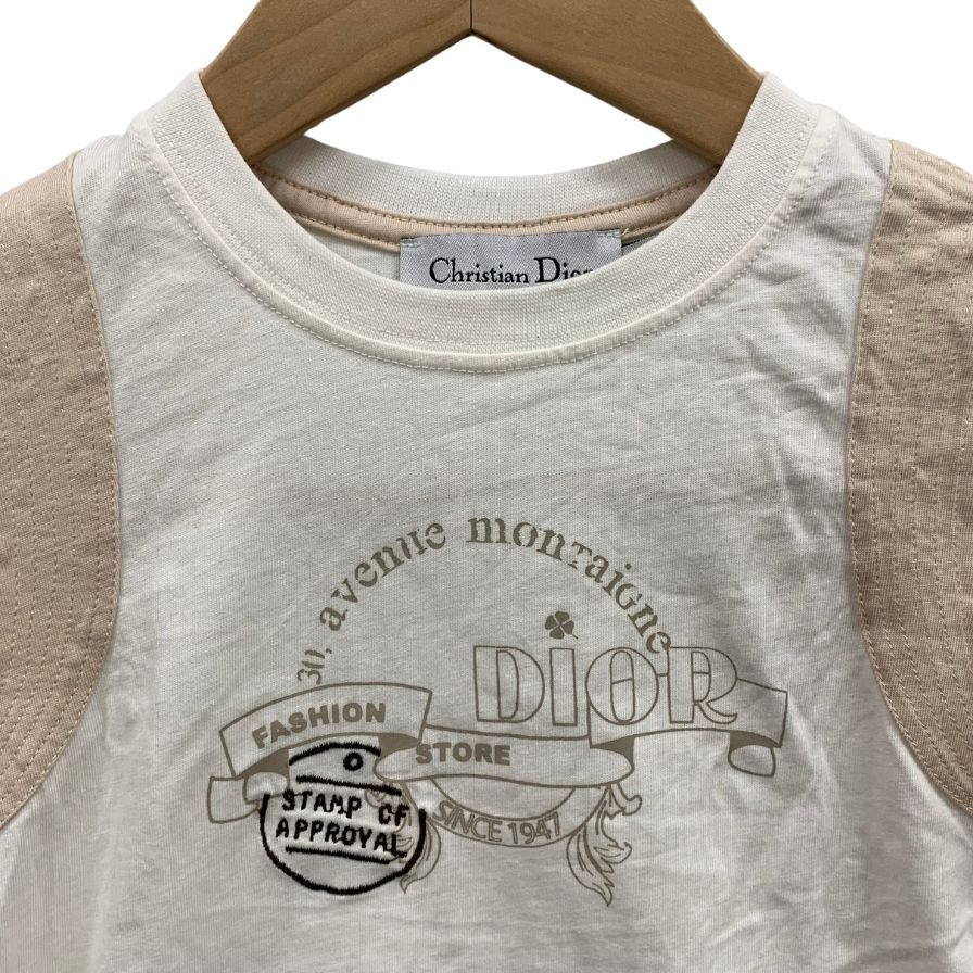 中古◆クリスチャン ディオール Tシャツ ボーリングデザイン プリント サイズ4A ホワイト キッズ Christian Dior 【AFB25】