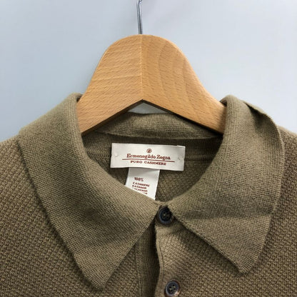 美品◆エルメネジルドゼニア ポロシャツ ニット カシミヤ100% ベージュ系 サイズ50 メンズ Ermenegildo Zegna 【AFB41】