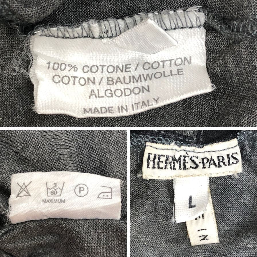 美品◆エルメス マルジェラ期 長袖Tシャツ ハイネック ボルデュック グレー レディース サイズL HERMES 【AFB41】