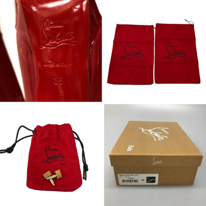 ルブタン ラウンドトゥ ハイヒール パテントレザー レッド サイズ35 Christian Louboutin 約22.5cm【AFD3】