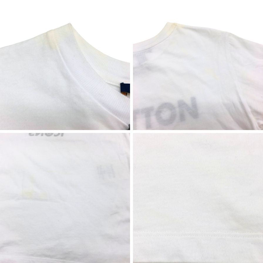 中古◆ルイヴィトン チェーン ロゴ 半袖Tシャツ レディース サイズS ホワイト RW211W LCT FITS02 LOUIS VUITTON 【AFB21】