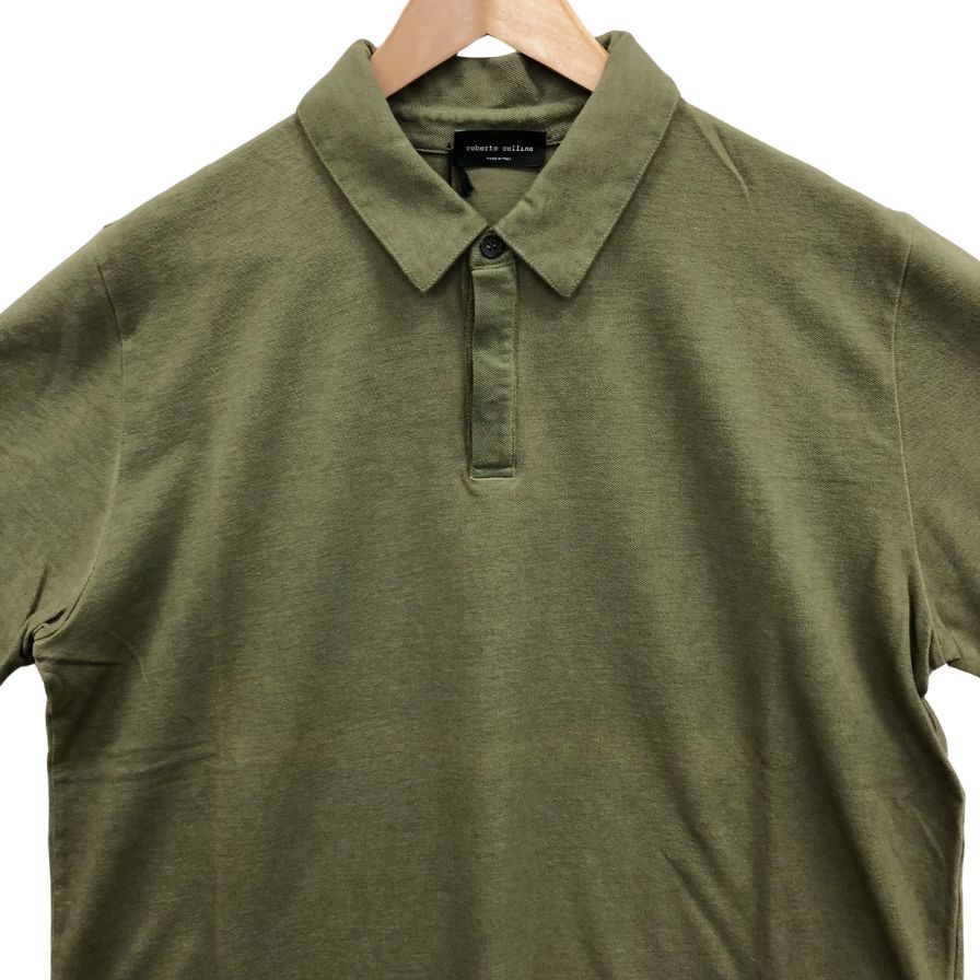 美品◆ロベルトコリーナ ポロシャツ オリーブ コットン サイズ50 メンズ roberto collina 【AFB9】