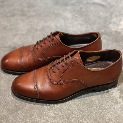 グレンソン レザーシューズ 33108 マスターピース パンチドキャップトゥ 91ラスト カーフ ブラウン サイズUK6.5D メンズ GRENSON ビジネスシューズ 約25.0cm【LA】【中古】