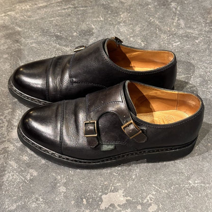 パラブーツ ウィリアム レザーシューズ ダブルモンク ダークネイビー サイズUK7 メンズ PARABOOT ビジネスシューズ 約25.5cm【LA】【中古】
