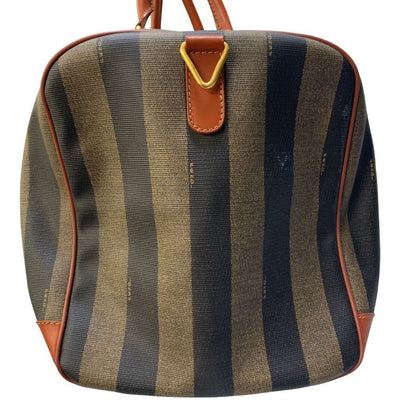 フェンディ ボストンバック 2way ストライプ ペカン柄ブラウン  FENDI【AFE10】