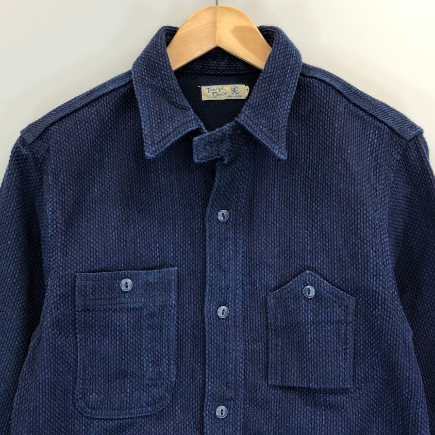 極美品◆天領デニム 長袖シャツ 藍染 メンズ サイズM ブルー TENRYO DENIM 【AFB48】