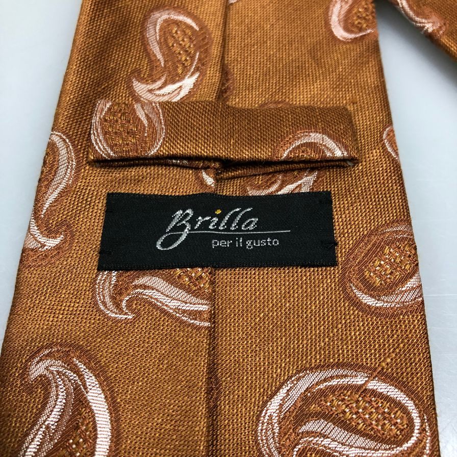 ブリッラ ペル イル グスト ネクタイ ペイズリー柄 シルク×麻 ブラウン系 Brilla per il gusto【AFI20】