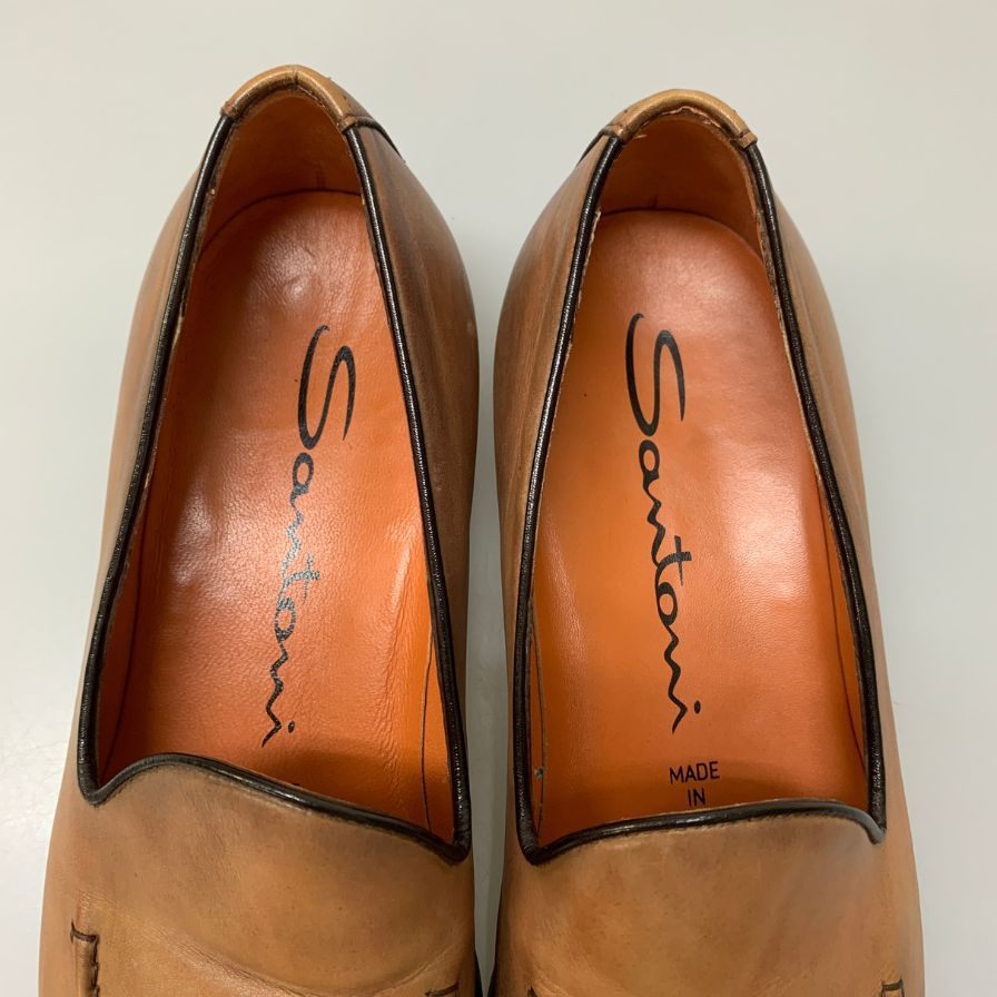 サントーニ レザーシューズ ローファー 16745 カーフ ブラウン サイズUK5 メンズ SANTONI 約24.0cm【AFC48】