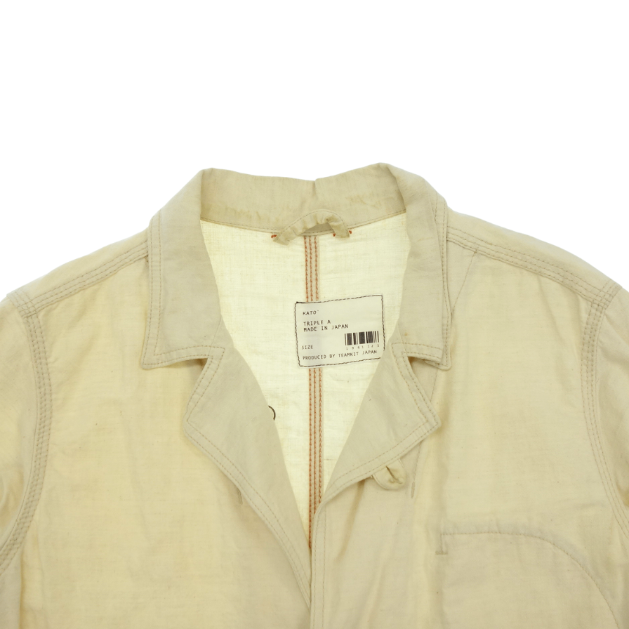 Used ◆Kato Triple A 3B jacket gold button men's beige size S KATO AAA [AFB45] 