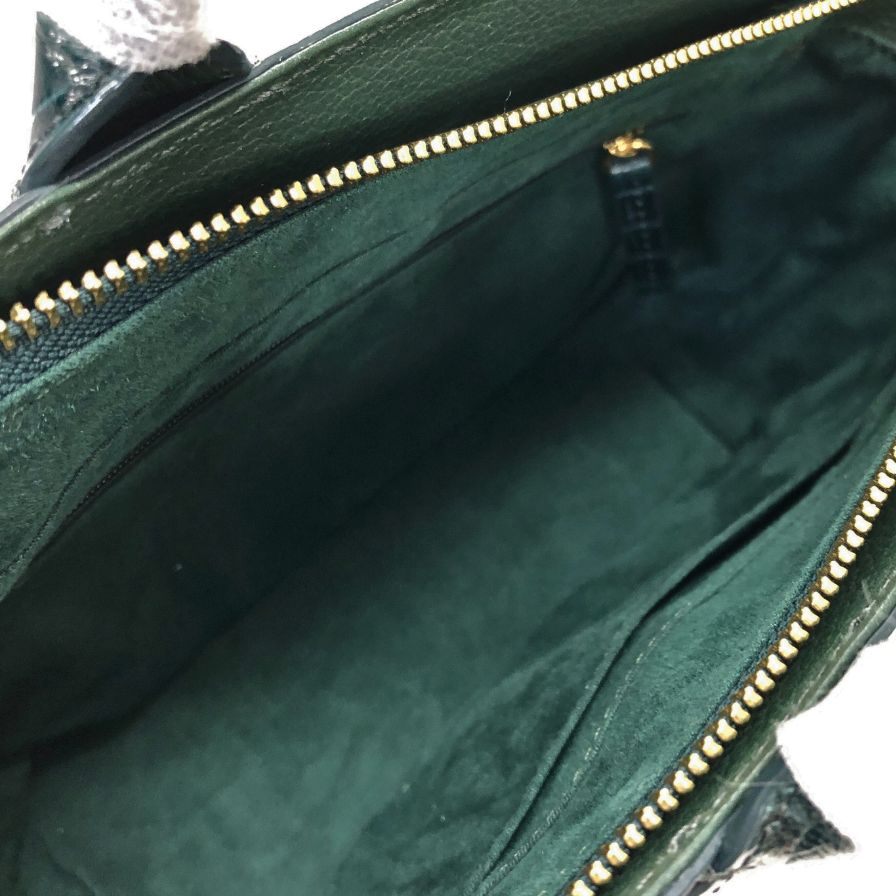 サンポー  クロコ ハンド ショルダーバッグ グリーン   三宝【AFE10】