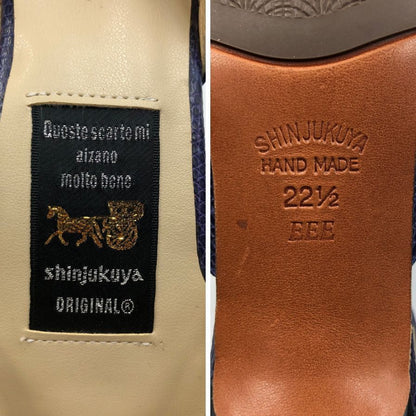 新宿屋 レザーパンプス サンダル リザード 7105-555 ブルー 22.5cm レディース shinjukuya 約22.5cm【7-5】