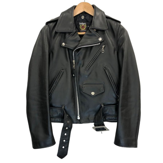 極美品◆ショット レザージャケット ダブルライダース ワンスター 牛革 革ジャン 613UW ブラック サイズS SCHOTT 【AFG1】