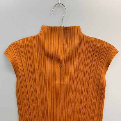 美品◆プリーツプリーズ イッセイミヤケ ハイネック ノースリーブ PP23JK112 キャメル サイズ3 PLEATS PLEASE 【AFB26】