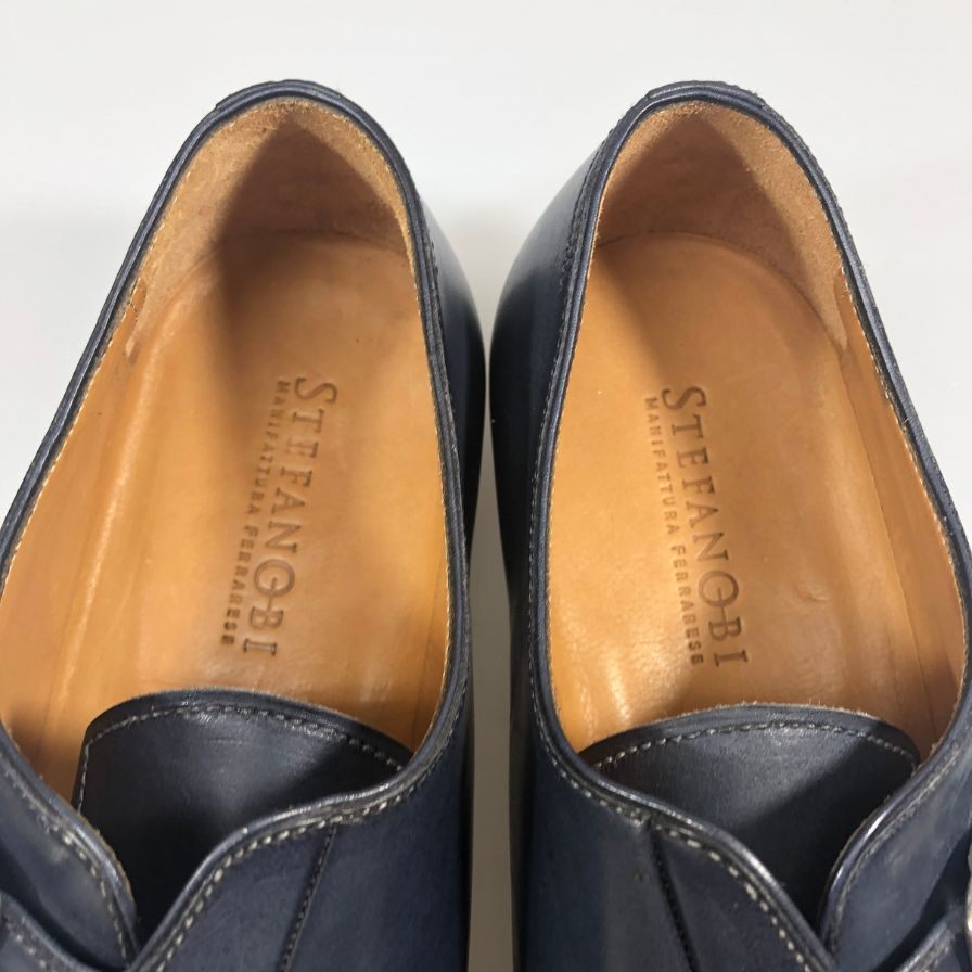 ステファノビ プレーントゥ モンクストラップ サイズ6.5 メンズ ネイビー  STEFANOBI 約25.0cm【AFD7】