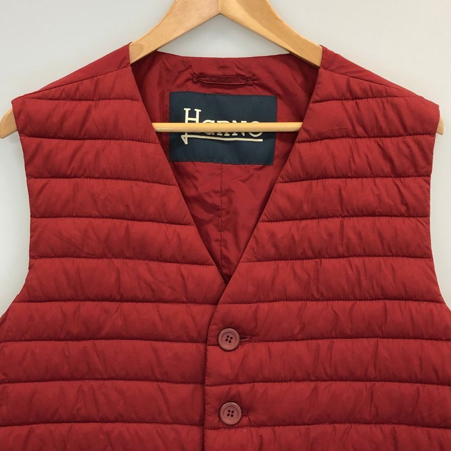 美品◆ヘルノ ジレ 中綿 シングル レッド メンズ サイズ50 HERNO 【AFB17】