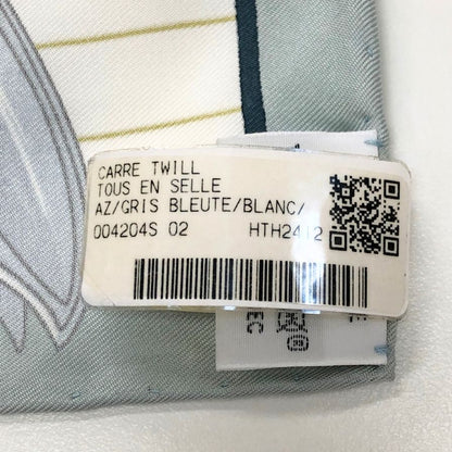 エルメス スカーフ カレ90 TOUS EN SELLE すべては鞍の中に ブルー系 レディース HERMES【AFI21】