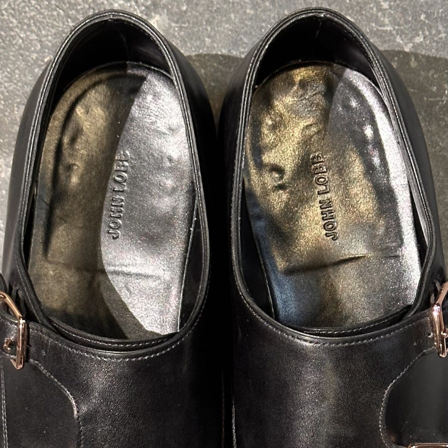 ジョンロブ レザーシューズ ダブルモンク フィリップ2 ダブルバックル ブラック メンズ サイズUK7.5E JOHN LOBB ビジネスシューズ 約26.0cm【LA】【中古】