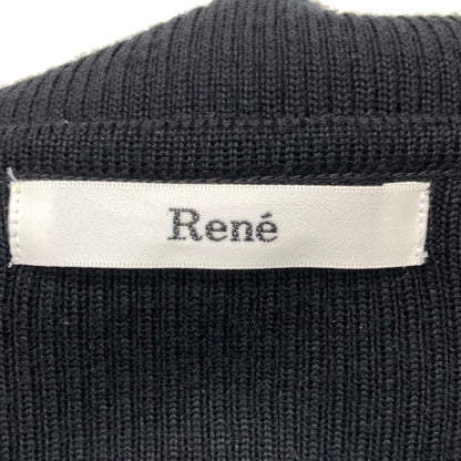 中古◆ルネ カーディガン リブ ウール ニット ブラック レディース サイズ38 Rene 【AFB4】