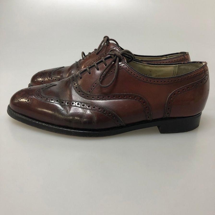フローシャイム レザーシューズ フルブローグ ガラスレザー バーガンディ メンズ サイズ9 FLORSHEIM 約27.0cm【AFC9】