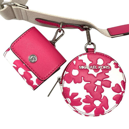 マイケルコース ショルダーバッグ クロスボディ レザー 総柄 シークイン フローラルプリント ピンク MICHAEL KORS JET SET TRAVEL【AFE9】