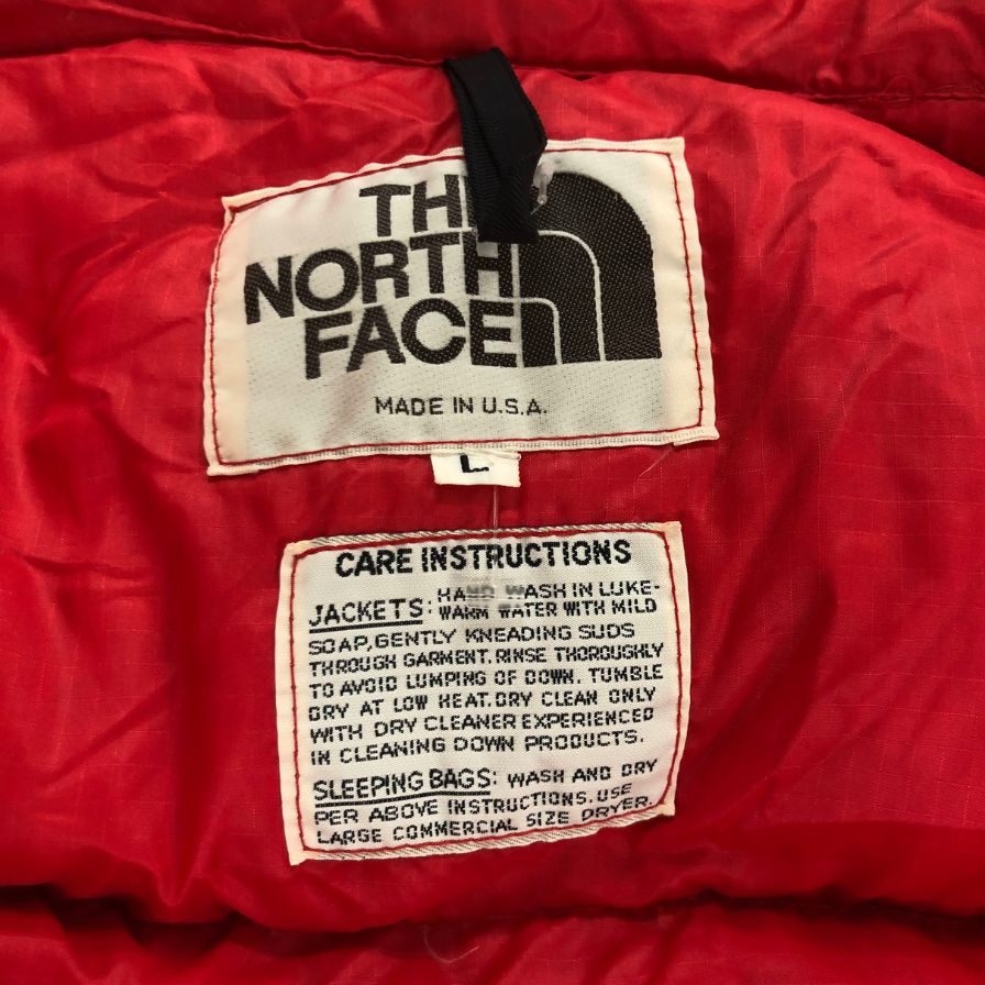 中古◆ザ ノースフェイス ダウンベスト 茶タグ 70s レッド メンズ サイズL THE NORTH FACE 【AFA13】