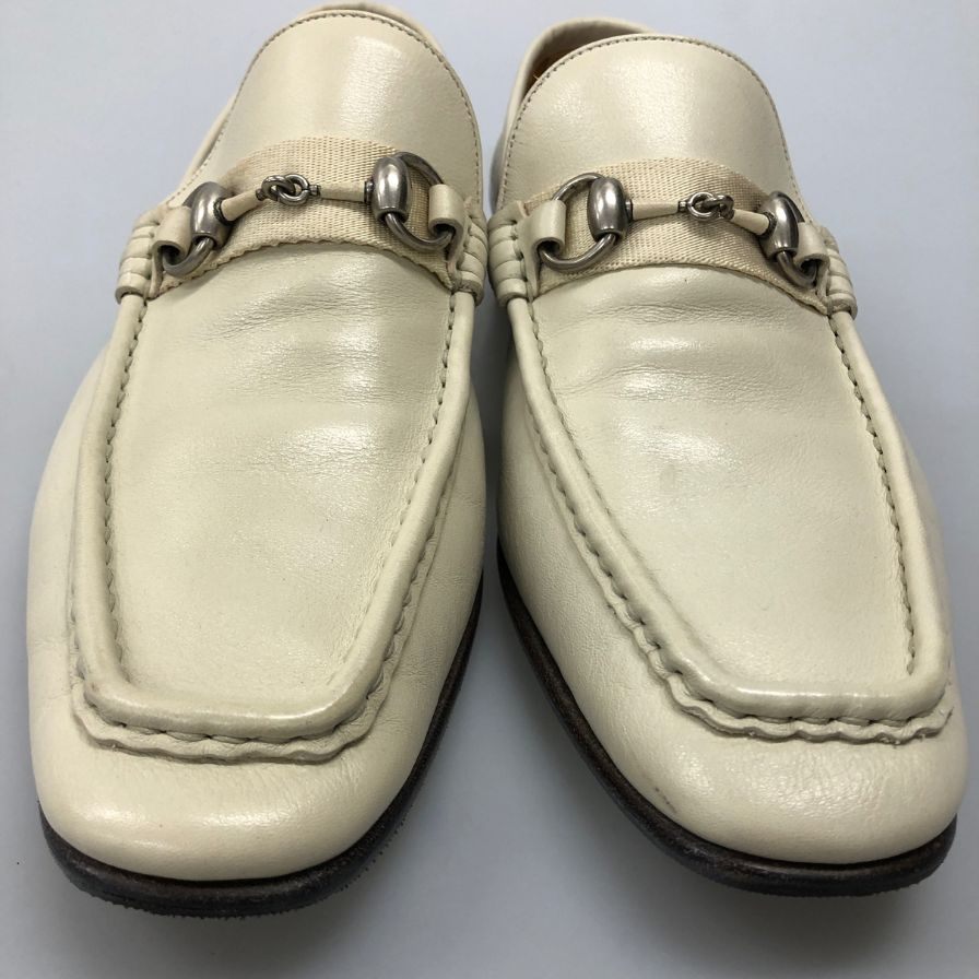グッチ ビットローファー 174325 メンズ ホワイトサイズUK4.0 GUCCI 約23.0cm【AFC3】