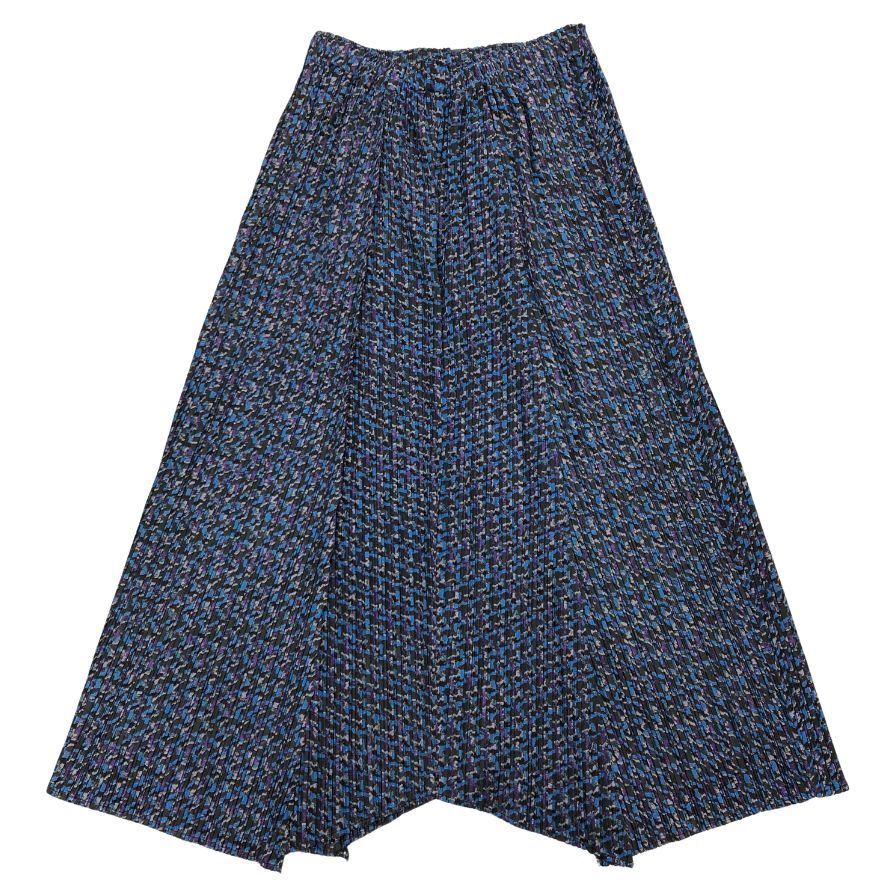 プリーツプリーズ イッセイミヤケ スカート 総柄 ブルー系 レディース サイズ3 PP43-JG894 PLEATS PLEASE ISSEY MIYAKE【AFB34】