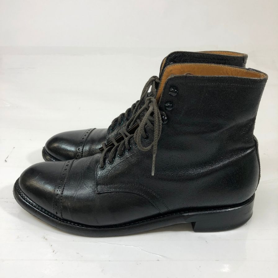 ヒロシツボウチ キャップトゥブーツ ブラック シワ加工あり サイズ6 メンズ HIROSHI TSUBOUCHI 約24.5cm【YB6】