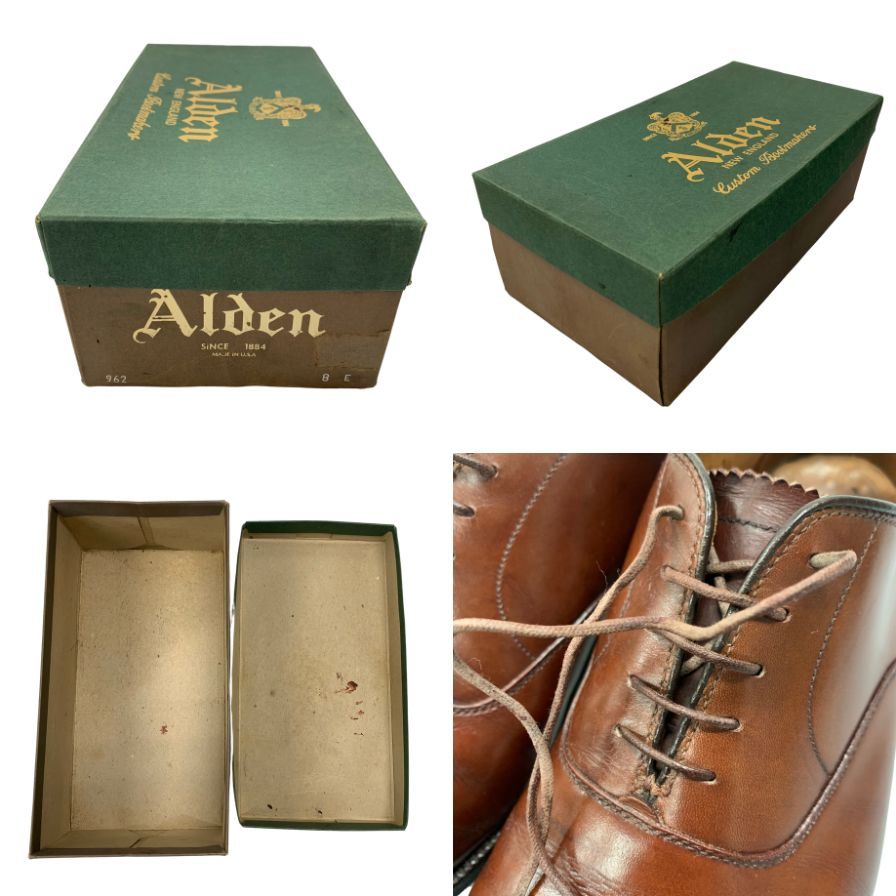 オールデン レースアップシューズ 900 パンチドキャップ カーフ ブラウン メンズ サイズ7.5 Alden 約25.5cm【AFD14】