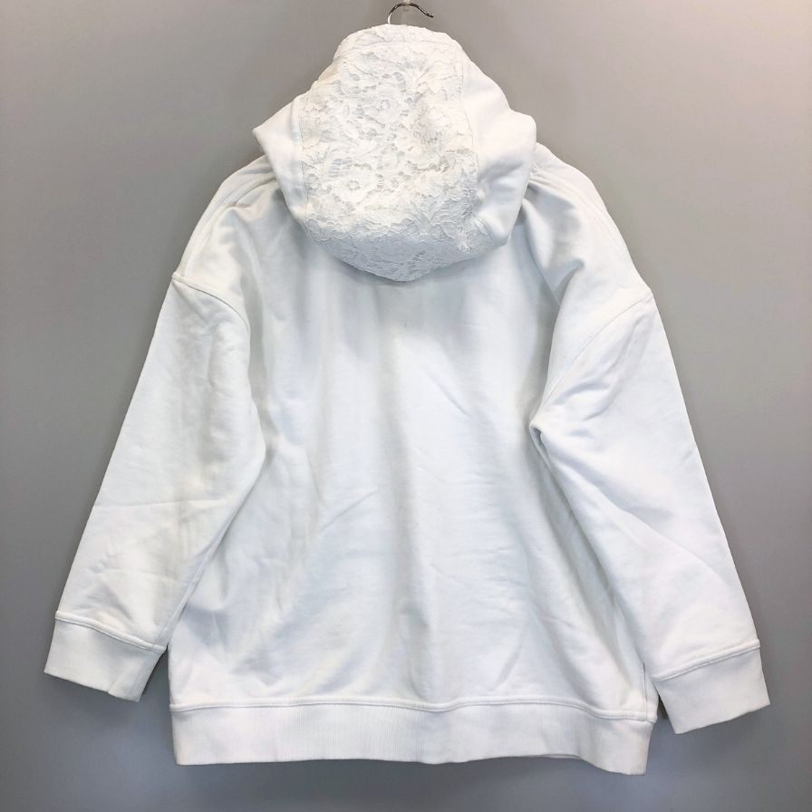 中古◆ヴァレンティノ パーカー レース 装飾 プリント 切替 WB3MF10S6FU ホワイト レディース サイズXS VALENTINO 【AFB2】