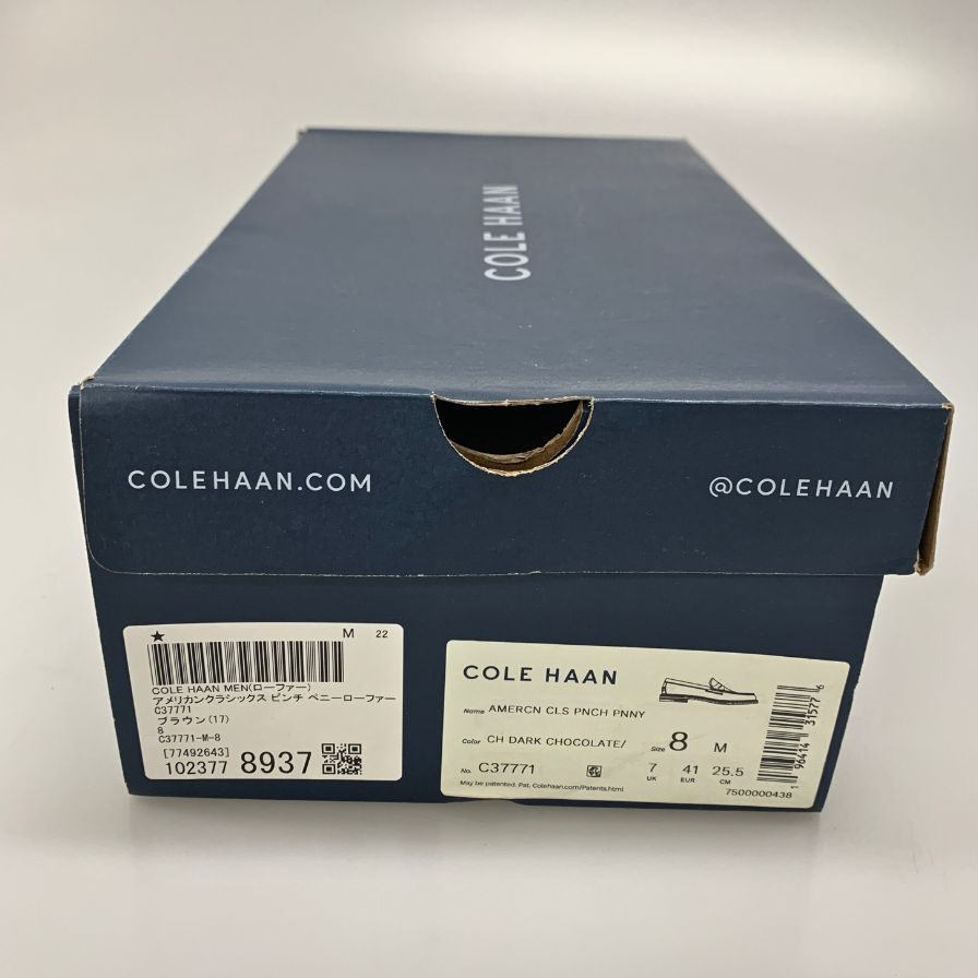 コールハーン レザーシューズ C37771 クラシックス ピンチ ペニーローファー ブラウンアイボリーコンビ US8 COLE HAAN 約26.0cm【AFD13】