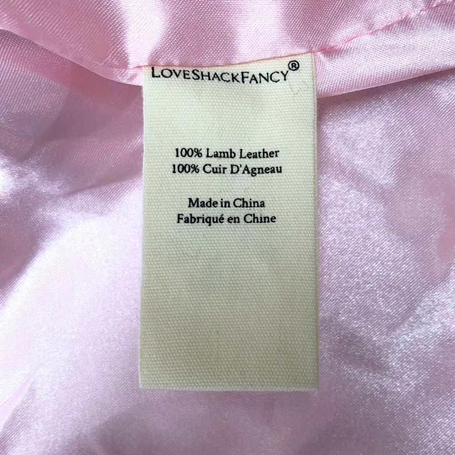 極美品◆ラブシャックファンシー ラメ レザー ジャケット ショート丈 ラムレザー レディース サイズM ピンク  love shack fancy 【AFB24】