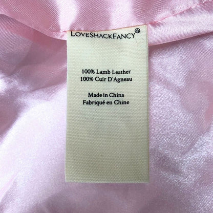 極美品◆ラブシャックファンシー ラメ レザー ジャケット ショート丈 ラムレザー レディース サイズM ピンク  love shack fancy 【AFB24】