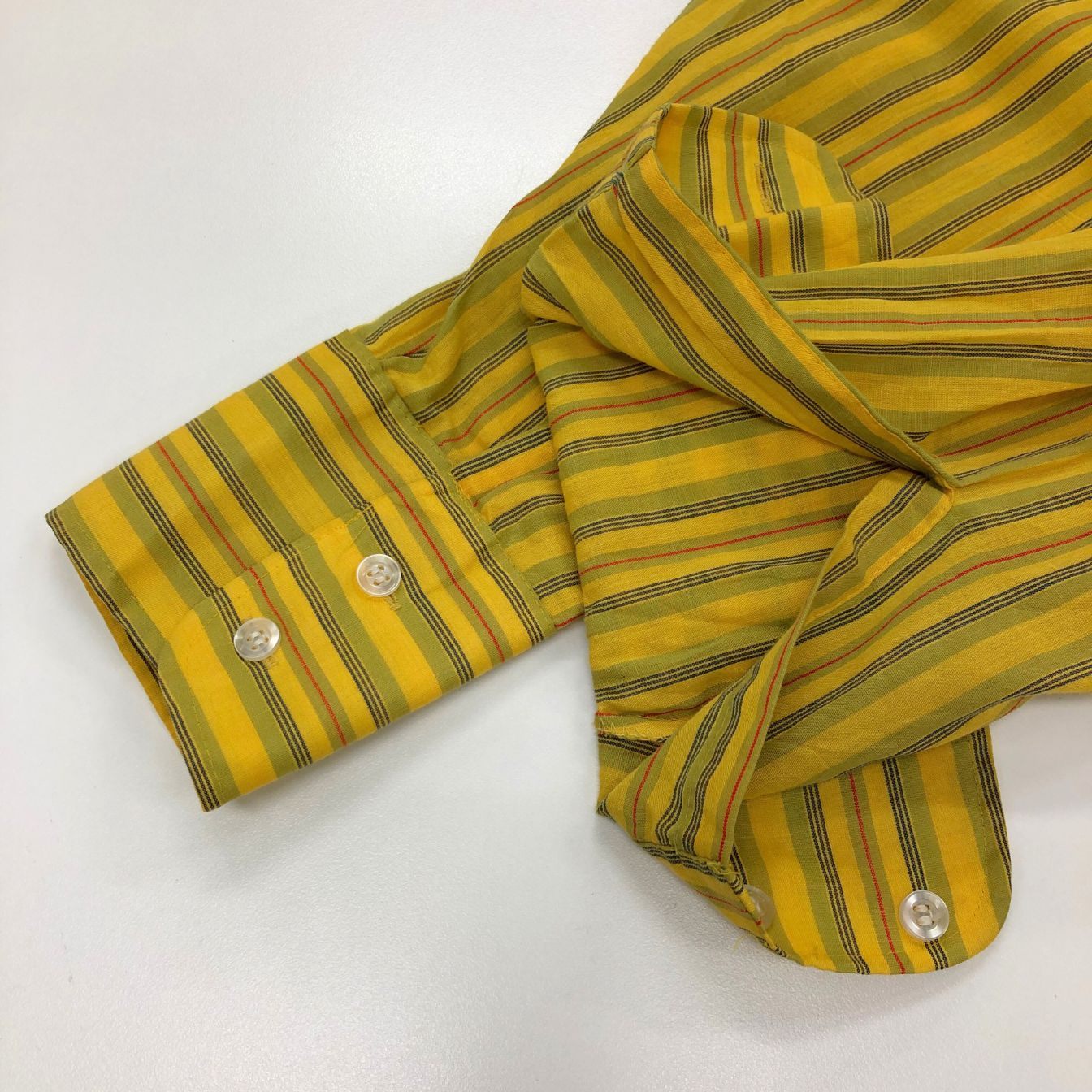 シアーズ 70S 赤タグ ストライプシャツ イエロー系 メンズ サイズL SEARS 【AFB45】