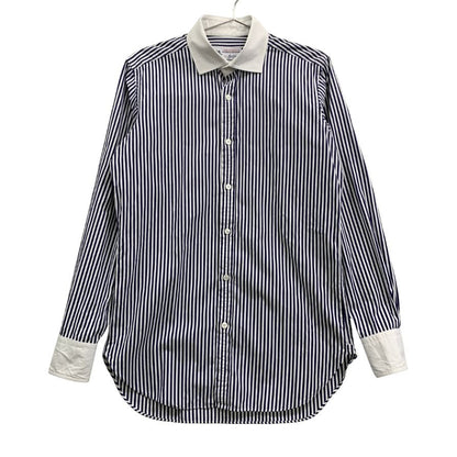 美品◆ブリッラ ペル イル グスト×トーマス メイソン シャツ ストライプ コットン ネイビー メンズ サイズ40 15 4/3 Brilla per il gusto×THOMAS MASON 【AFB11】