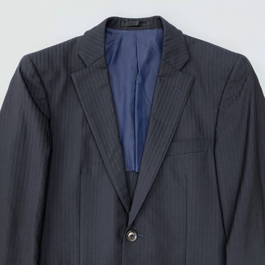 エルメネジルド ゼニア スーツセット 2Bジャケット ストライプ センターベント ゼニア生地 ネイビー メンズ ErmenegildoZegna【AFB27】