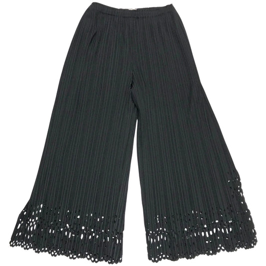 プリーツプリーズ ワイドパンツ レースカット ブラック サイズ2 PP73-JF525 PLEATS PLEASE ISSEY MIYAKE 【AFB10】