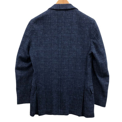 美品◆ラルディーニ テーラードジャケット コットン ウール チェック柄 ネイビー系 サイズ44REG LARDINI 【AFB41】