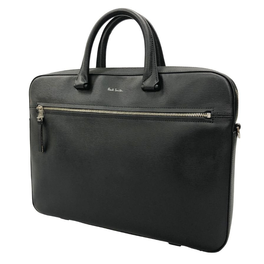 ポールスミス ストローグレインレザー 2way ビジネスバッグ ストラップ付 APS541 メンズ ブラック PaulSmith【AFE8】