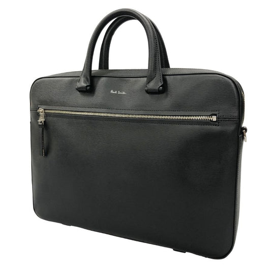ポールスミス ストローグレインレザー 2way ビジネスバッグ ストラップ付 APS541 メンズ ブラック PaulSmith【AFE8】