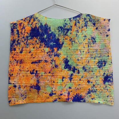 美品◆プリーツプリーズ イッセイミヤケ ノースリーブ スプラッシュ PP23JK681 マルチカラー サイズ3 PLEATS PLEASE 【AFB13】