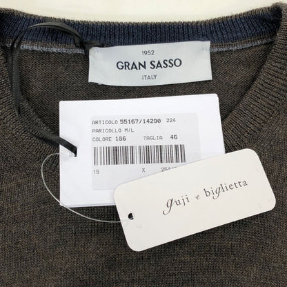 極美品◆グランサッソ クルーネックニット グレー サイズ46 GRAN SASSO 【AFB7】
