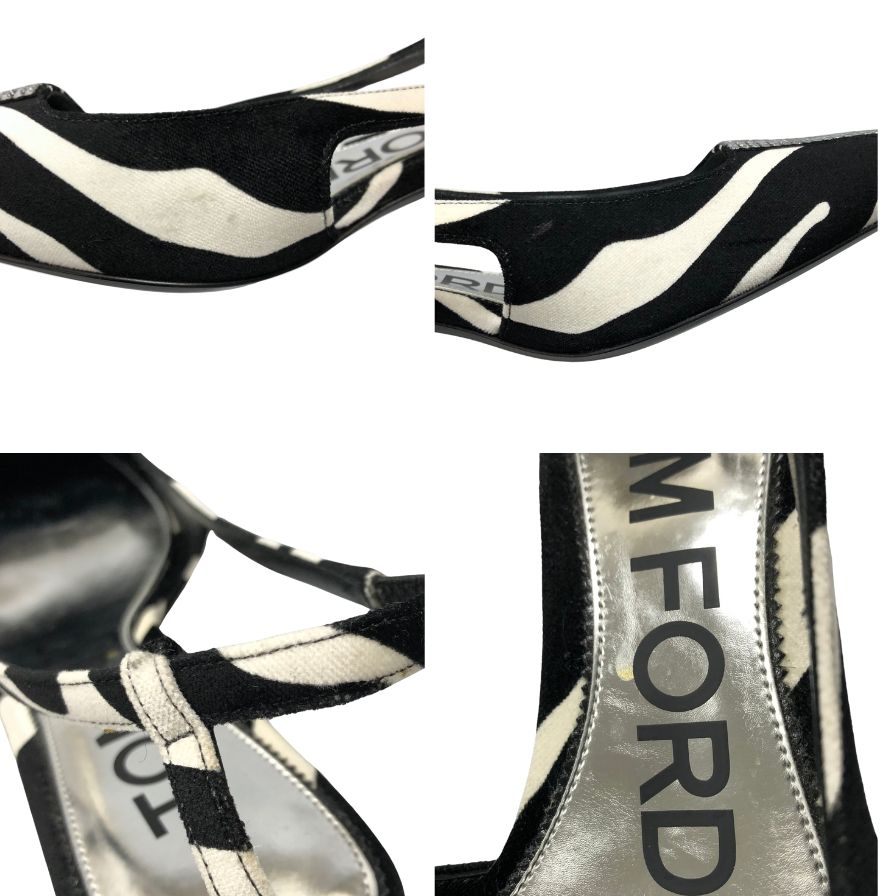 トムフォード パンプス サンダル  ビジューあしらい レディース サイズ36.5 ブラック×ホワイト TOM FORD 約23.0cm【AFC33】