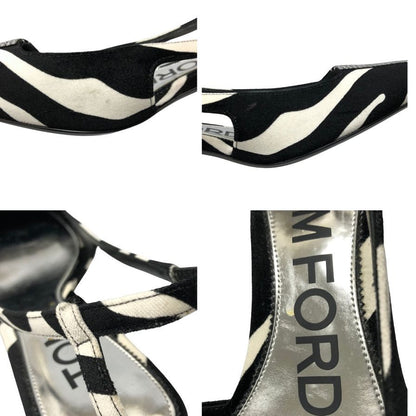 トムフォード パンプス サンダル  ビジューあしらい レディース サイズ36.5 ブラック×ホワイト TOM FORD 約23.0cm【AFC33】
