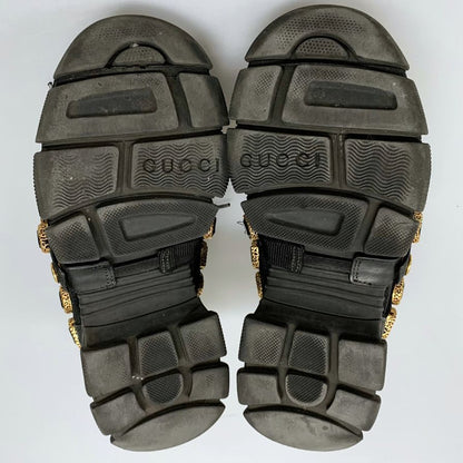 グッチ ローカットスニーカー ラインストーン ベルト ダッド 厚底 ブラック レディース サイズ35 GUCCI 約22.0cm【AFC32】