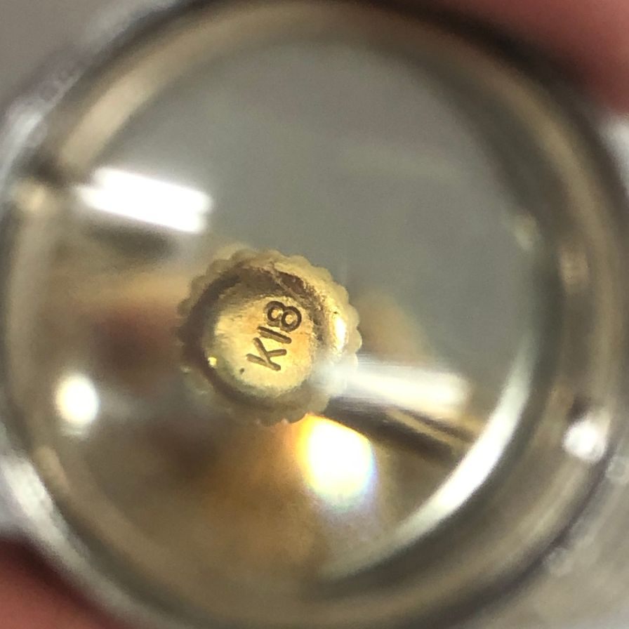 ノーブランド イヤリング K18 メレダイヤ ラインストーン 総重量2.7g【AFI2】【中古】